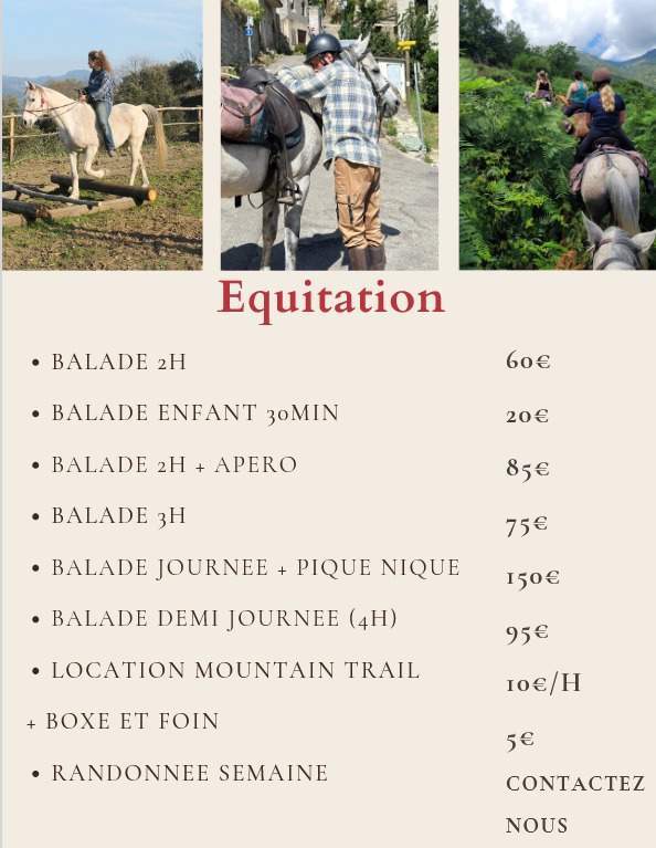tarifs équitation