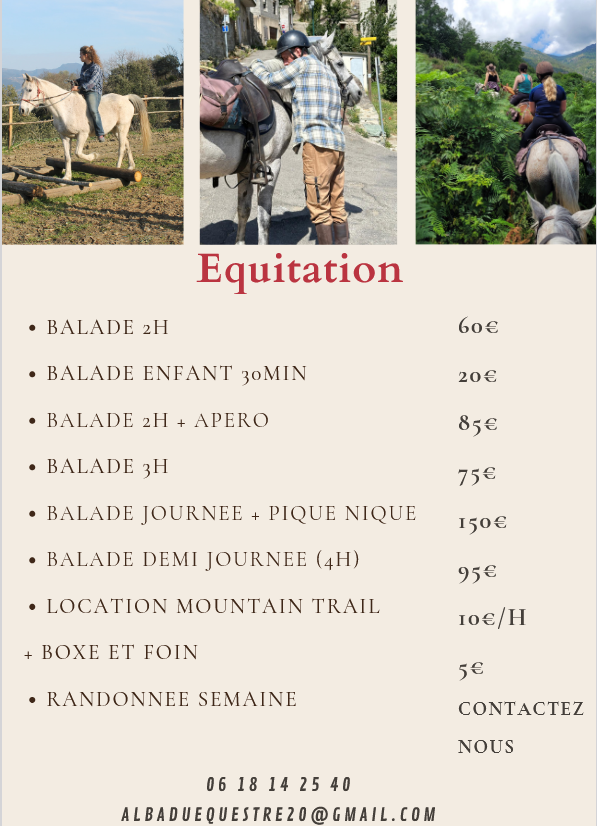 tarifs équitation